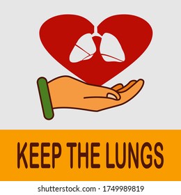 
diseño de pulmón y mano. ilustración de mantenimiento de la salud pulmonar. en un estilo plano.