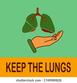 
diseño de pulmón y mano. ilustración de mantenimiento de la salud pulmonar. en un estilo plano.