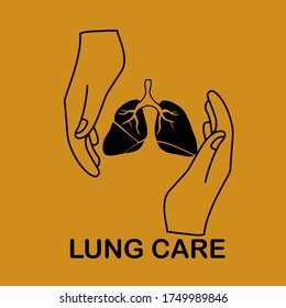 
diseño de pulmón y mano. ilustración de mantenimiento de la salud pulmonar. en un estilo plano.