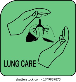 
lung and hand design. illustration of maintaining lung health. in a flat style.