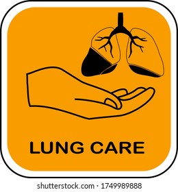 
lung and hand design. illustration of maintaining lung health. in a flat style.