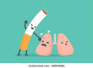 Lung have been beaten from cigarette. This picture means smoking like the lung harming.