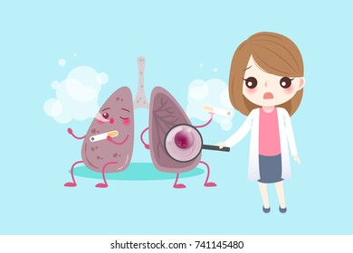 lung with health concept on the blue background