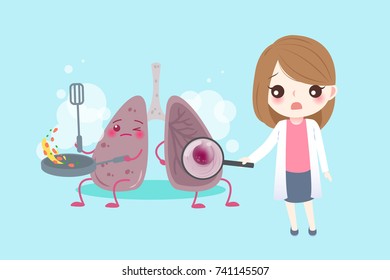 lung with health concept on the blue background