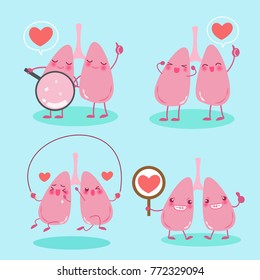 lung with health concept on the blue background