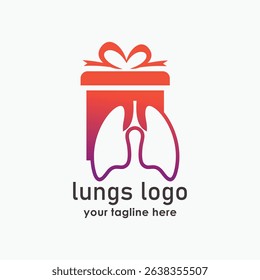 lung health logo design vector illustration, lung and gift logo template