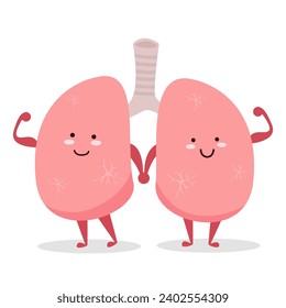 lung healthy cartoon character. vector illustration