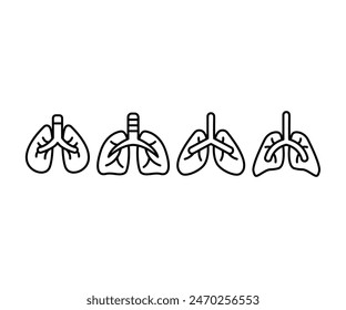 lung human anatomy icons symbol sign vector design simple line black white flat illustration collections sets 