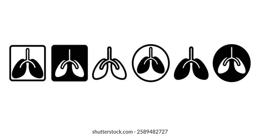 lung human body anatomy icon vector design simple black white color illustration set isolated