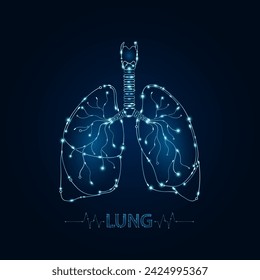 Lung human in electronic form glowing between information connecting lines. Medical science of technology digital hi tech. Futuristic digital circuit board innovative health care. Vector EPS10.