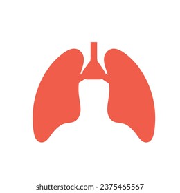Lung human icon, respiratory system healthy lungs anatomy flat medical organ icon.