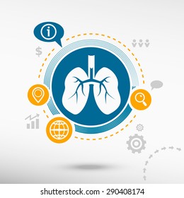 Lung icon and creative design elements. Flat design concept       
