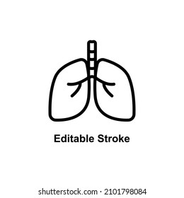 lung icon designed in outline style in editable stroke for human anatomy icon theme