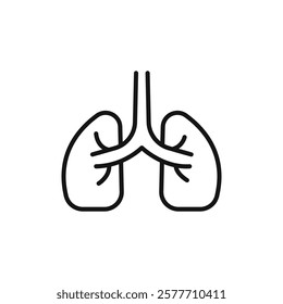 Lung icon Flat simple outline