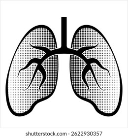 Lung Icon, Human Primary Organ Of The Respiratory System Vector Art Illustration