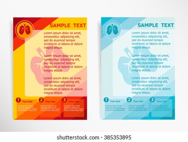 Lung icon on abstract vector modern flyer, brochure vector template