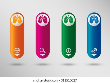 Lung icon on vertical infographic design template, can be used for workflow layout, web design.
 