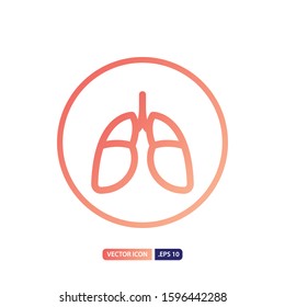 lung icon in outline gradient style. Vector logo design template. Modern design icon, symbol, logo and illustration. Vector graphics illustration and editable stroke. Isolated on white background.