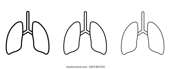 Lung icon in outline stroke style symbol.