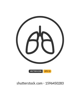 lung icon in outline style. Vector logo design template. Modern design icon, symbol, logo and illustration. Vector graphics illustration and editable stroke. Isolated on white background.