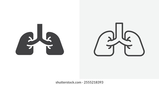 Lung icon. outlined vector style.
