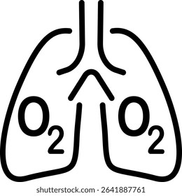 Lung icon with oxygen symbol