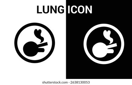 lung icon vector black white.