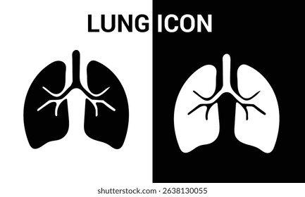 lung icon vector black white.