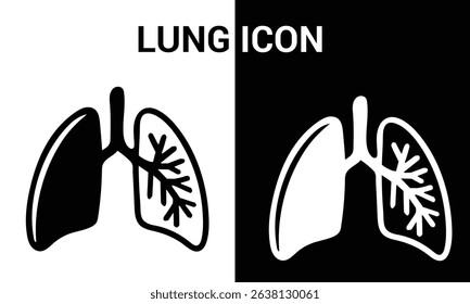 lung icon vector black white.