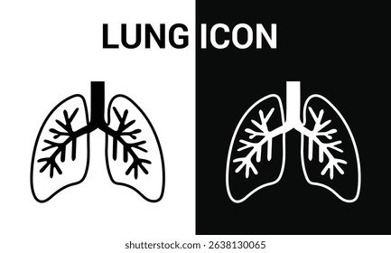 lung icon vector black white.