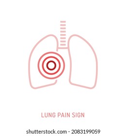 Lung inflammation, pain, angriness sign. Editable vector illustration in modern outline style isolated on a white background. Medical concept. Symbol, pictogram, icon, logotype element.