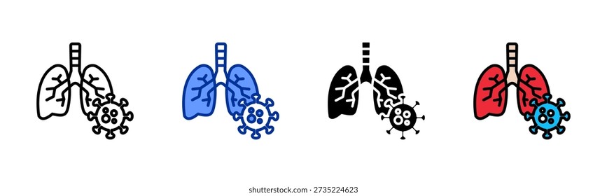 Lung Inflation icon set multiple style collection