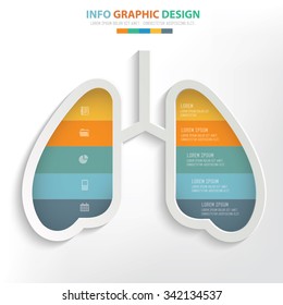 Lung info graphic design. Clean vector