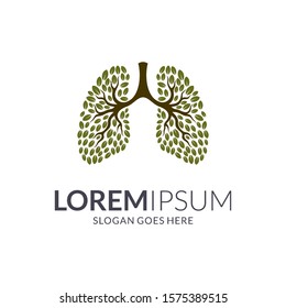 Concepto del logo de la hoja de pulmón. Plantilla para el logotipo de pulmón saludable. Logo de oxígeno fresco. 
Entorno limpio para la ilustración de vectores de vida saludable. Símbolo abstracto de árbol. Icono respiratorio. Hojas y raíces con la forma 