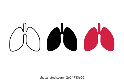 lung line icon. Lungs Icon Flat fill set collection.