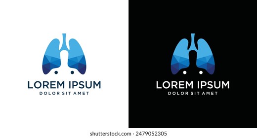 Lung logo design template. Lung logo design in blue	