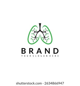 lung logo with tree branches combination in flat design style