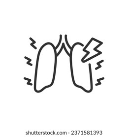 Lung pain, linear icon. Inflammation, sharp pain. Line with editable stroke