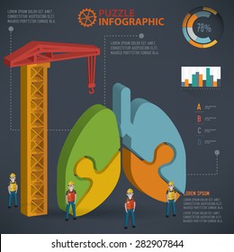 Lung puzzle design, info graphic design. Clean vector.
