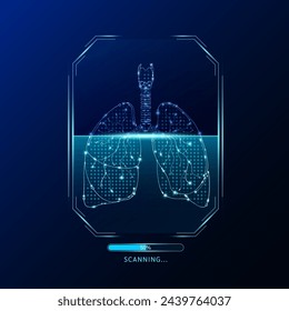 Pantalla de radar de exploración pulmonar. Tecnología médica para el cuidado de la salud. Sistema de interfaz digital de análisis de resonancia magnética de órganos humanos. Concepto de ciencia. Vector EPS10.