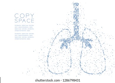 Lung shape Abstract Geometric Circle dot pixel pattern, Medical Science Organ concept design blue color illustration isolated on white background with copy space, vector eps 10