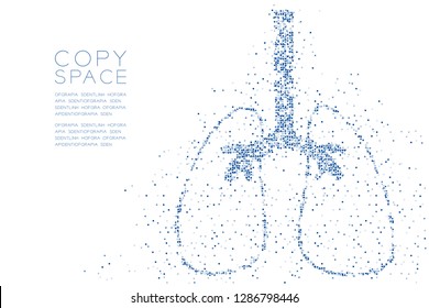 Lung shape Abstract Geometric Square box pixel pattern, Medical Science Organ concept design blue color illustration isolated on white background with copy space, vector eps 10