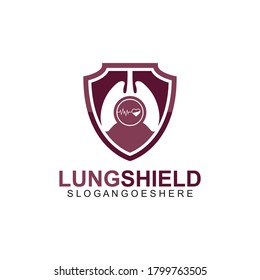 Lung shield logo template design vector, emblem, design concept, creative symbol