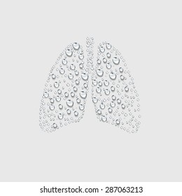 Lung Sign Icon, Transparent Water Vector, Normal Lung And Lung Cancer Illustration