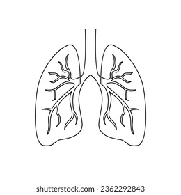 lung single line illustration drawing template