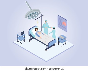 Lung Surgery 3D Flat Isometric Vector Concept For Banner, Website, Illustration, Landing Page, Flyer, Etc.