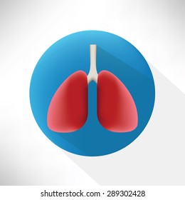 Lung symbol icon,flat design,clean vector