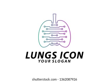 Lung Tech logo concept vector, Digital Lungs logo concept vector, Lungs Health logo template