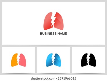 Lung Thunder Power Bolt Negative Space Logo Design