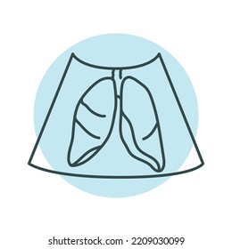 Lung Ultrasound Color Line Illustration. Cosmetology Skin Care Concept. 